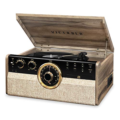 Mid-Century 6-in-1 Turntable with Built-in Speakers O352541