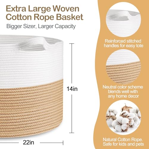 Large Woven Cotton Rope Blanket Basket T674