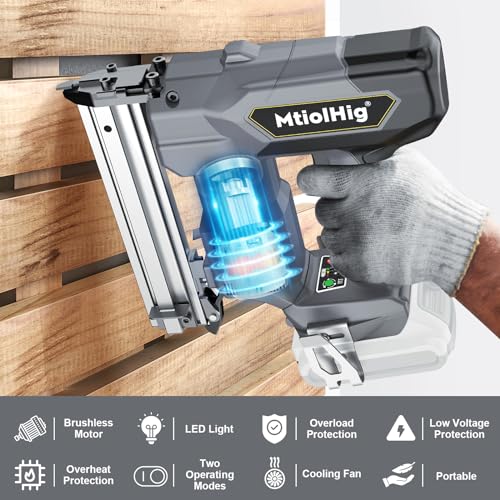 Cordless 18GA Brad Nailer, 18 Gauge Nail Gun, Brushless, 2 Mode, 5/8 to 1-1/4 Inch, Tool Only D90964