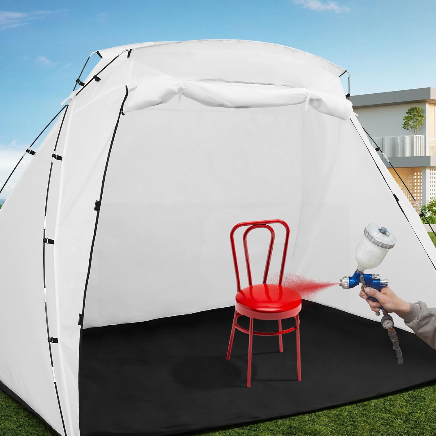 White 8.5 x 6 x 5.5 ft Portable Paint Booth Spray Paint Tent I4577