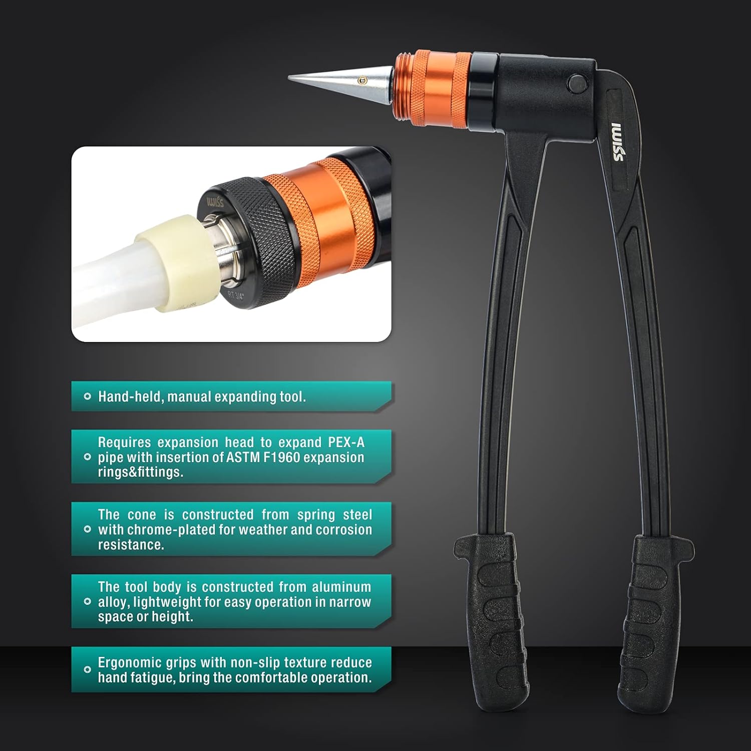 PEX-A Expander Tool Kit with Self-Rotary Expansion Heads 1/2,3/4 and 1-Inch I473