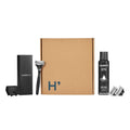 Black Metallic Handle Razor Gift Set with 3 Blade Cartridges, Travel Blade Cover, Foaming Shave Gel A565789