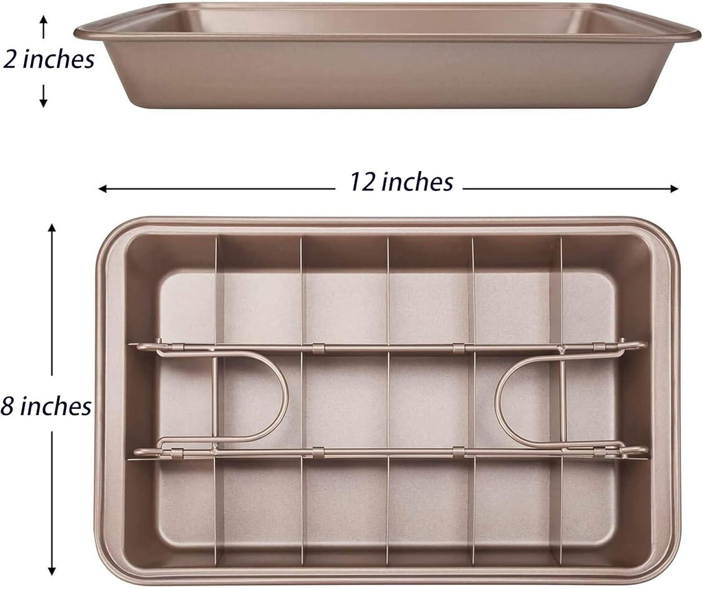 Non Stick Carbon Steel Brownie Pan with Built-in Slicer D342