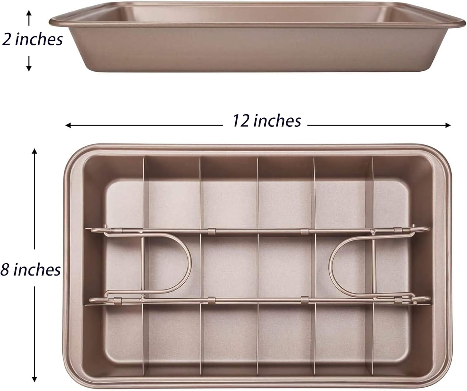 Non Stick Carbon Steel Brownie Pan with Built-in Slicer D342