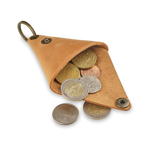 Vintage Brown Leather Keychain Coin Purse M329257
