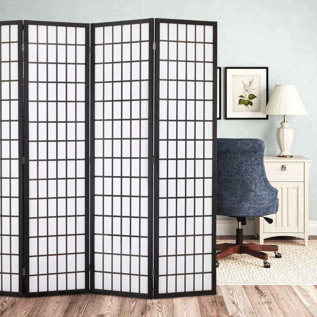 White 4 Panel Wood Room Divider K366335