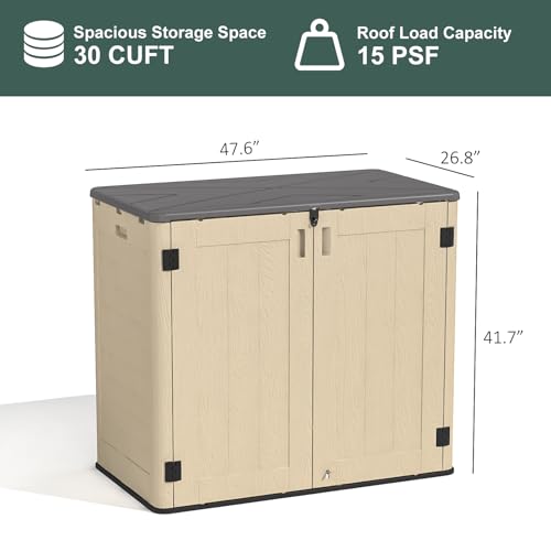 60 Cu.Ft Vertical Outdoor Storage Shed, Resin, Khaki V724
