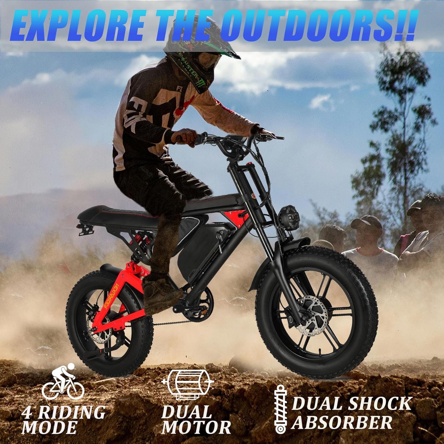 Fat Tire Electric Bike 2000W Dual Motor 20inch 48v 22.4ah F9767