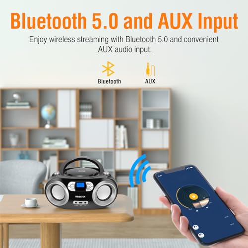 Portable CD Player Boombox with Bluetooth, FM Radio, USB Port B11136