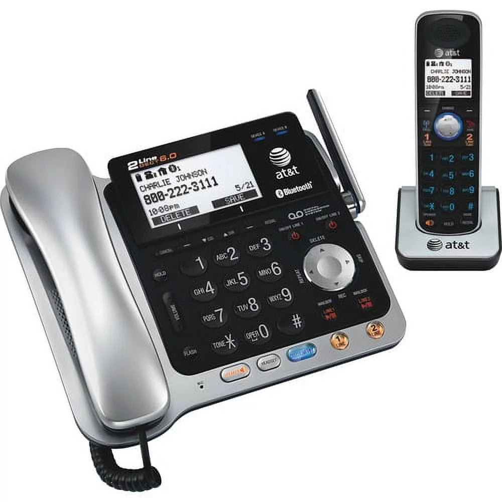 Silver/Black DECT 6.0 2-Line Corded/Cordless Phone with Answering System I617173