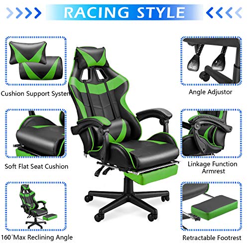 Pink Gaming Chair with Footrest I628