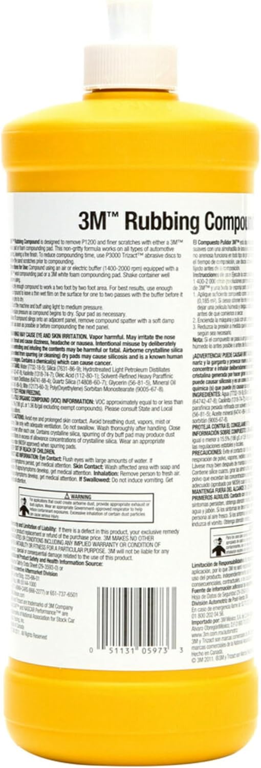 3M Rubbing Compound, Liquid Formula, 1 qt (32 fl oz/946 mL) A492