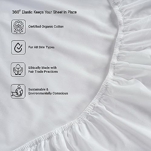 100% Organic Cotton Queen Size White Sheets 8 Pc Y81496