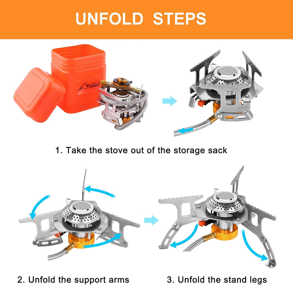 3700W Portable Camping Gas Stove with Piezo Ignition and Carrying Case V14934