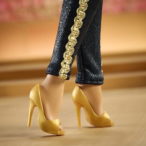 Black and Gold Suit Doll with Cropped Jacket and Golden Accessories O340970