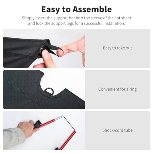 Dark Black Ultralight Folding Camping Cot with Carry Bag Q4538