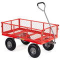 Gray Steel Utility Wagon with Removable Side Panels, 1000 lb Capacity, All-Terrain Wheels R118