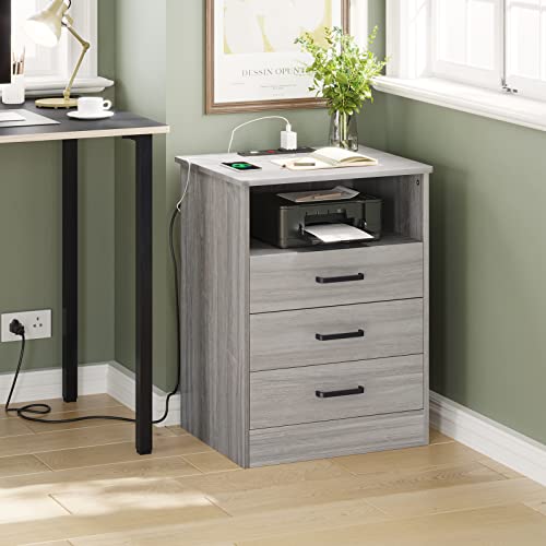 Grey Nightstands Set of 2 with Drawers Y504