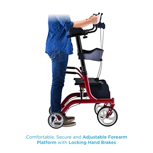 Blue Upright Rollator Walker with Forearm Platform V3419