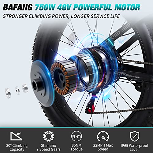 750W 48V 14AH Removable Battery 26" Fat Tire Electric Bike N24994