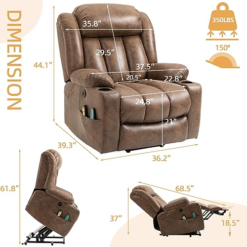Large Electric Power Lift Recliner Chair with Extended Footrest Brown I377