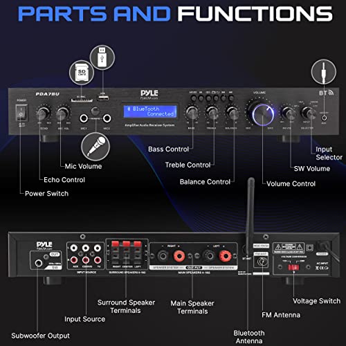 200W 5-Channel Rack Mount Bluetooth Receiver Home Theater Amplifier Z691