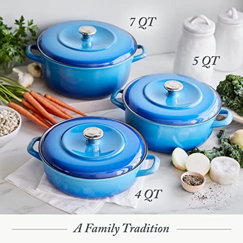 Round 5.3QT Enameled Iron Dutch Oven Pot with Lid E475