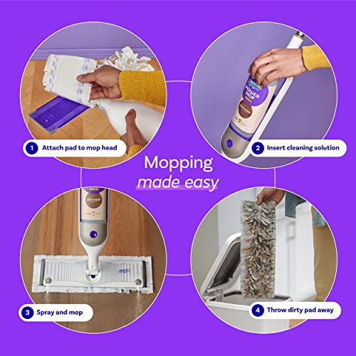 Swiffer Power Mop Wood, Hardwood Floor Cleaner Multi-Surface Cleaning Set includes PowerMop Wood, 2 Pads, 1 QuickDry Lemon Solution, & 2 Batteries B232
