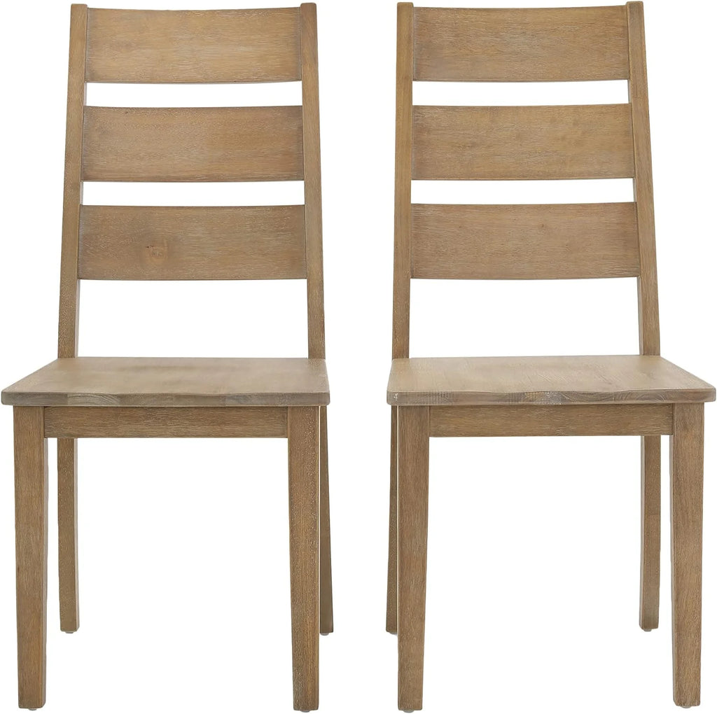Rustic Brown 2-Piece Ladder Back Dining Chair Set P246