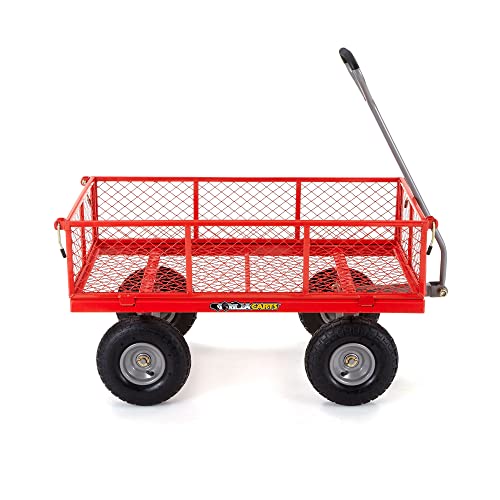 Gray Steel Utility Wagon with Removable Side Panels, 1000 lb Capacity, All-Terrain Wheels R118
