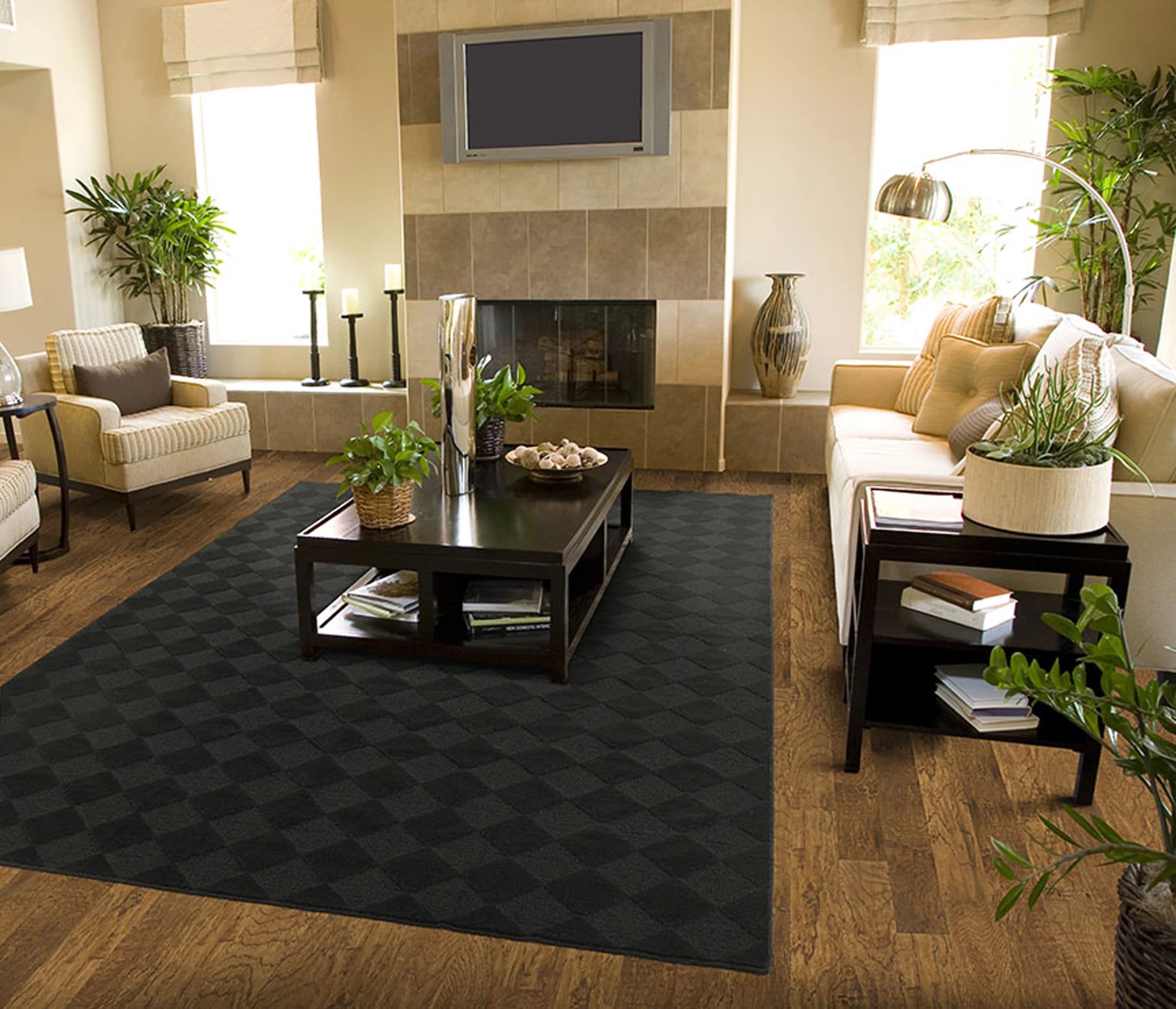 Black 7 ft. 6 in. x 9 ft. 6 in. Large Area Rug V287
