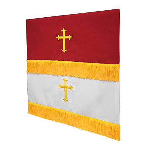 Set of 3 Reversible Parament Set Red White with Embroidered Gold Latin Cross F50006