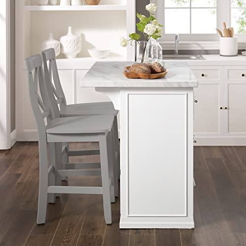 White Faux Marble Top Kitchen Island W448747