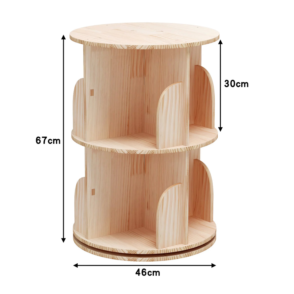 2 Tier Rotating Solid Wood Bookshelf X916