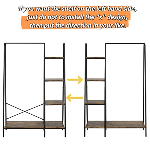 Matte Black Heavy Duty Garment Rack with 5 Wood Shelves E596555