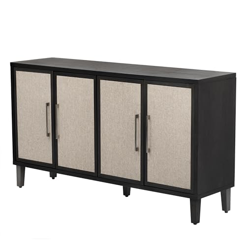 Beige 59.8" Wooden Sideboard Console Table with 4 Doors and Adjustable Shelves L473942