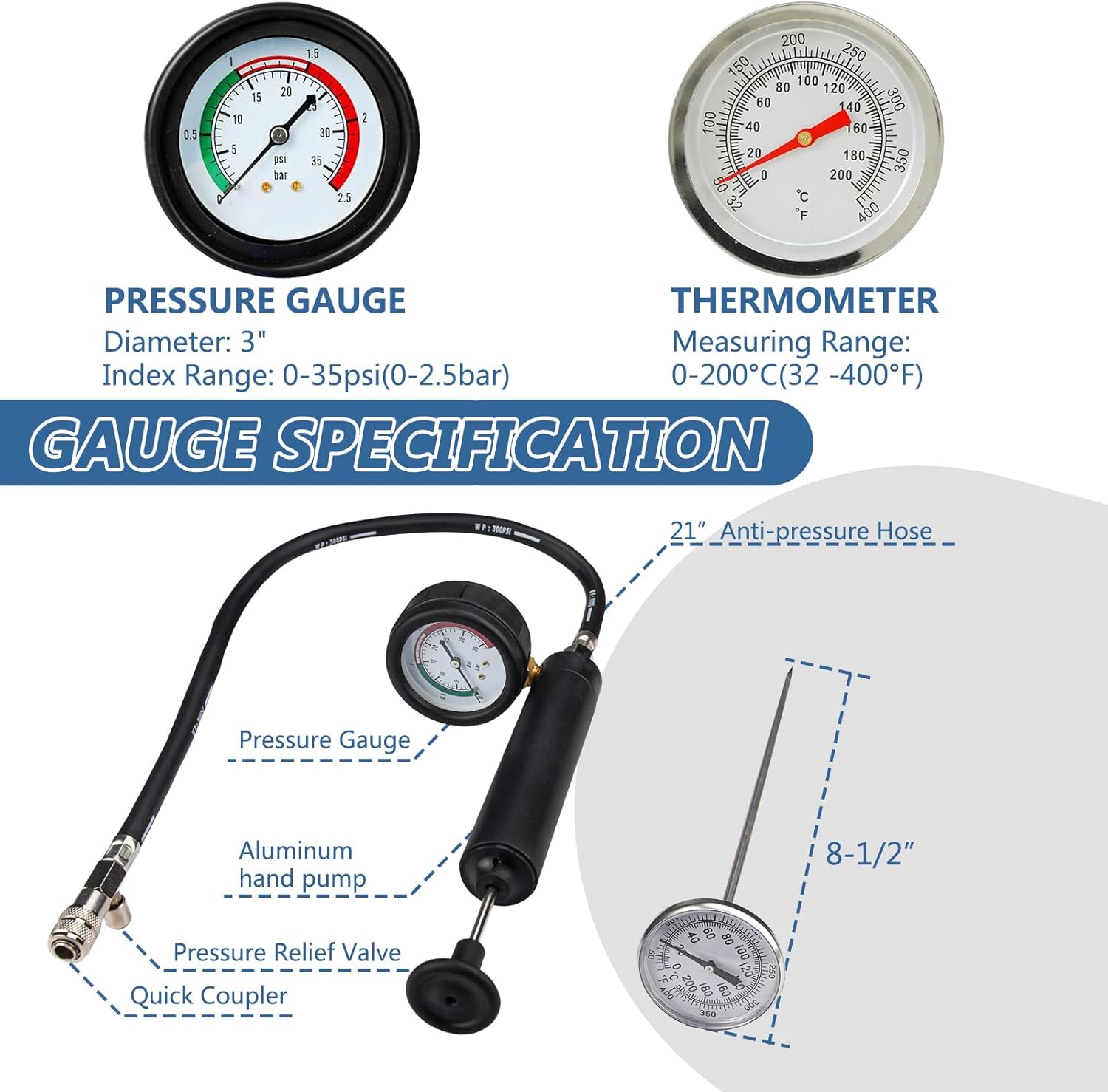 18pcs Radiator Pressure Tester Kit J838199