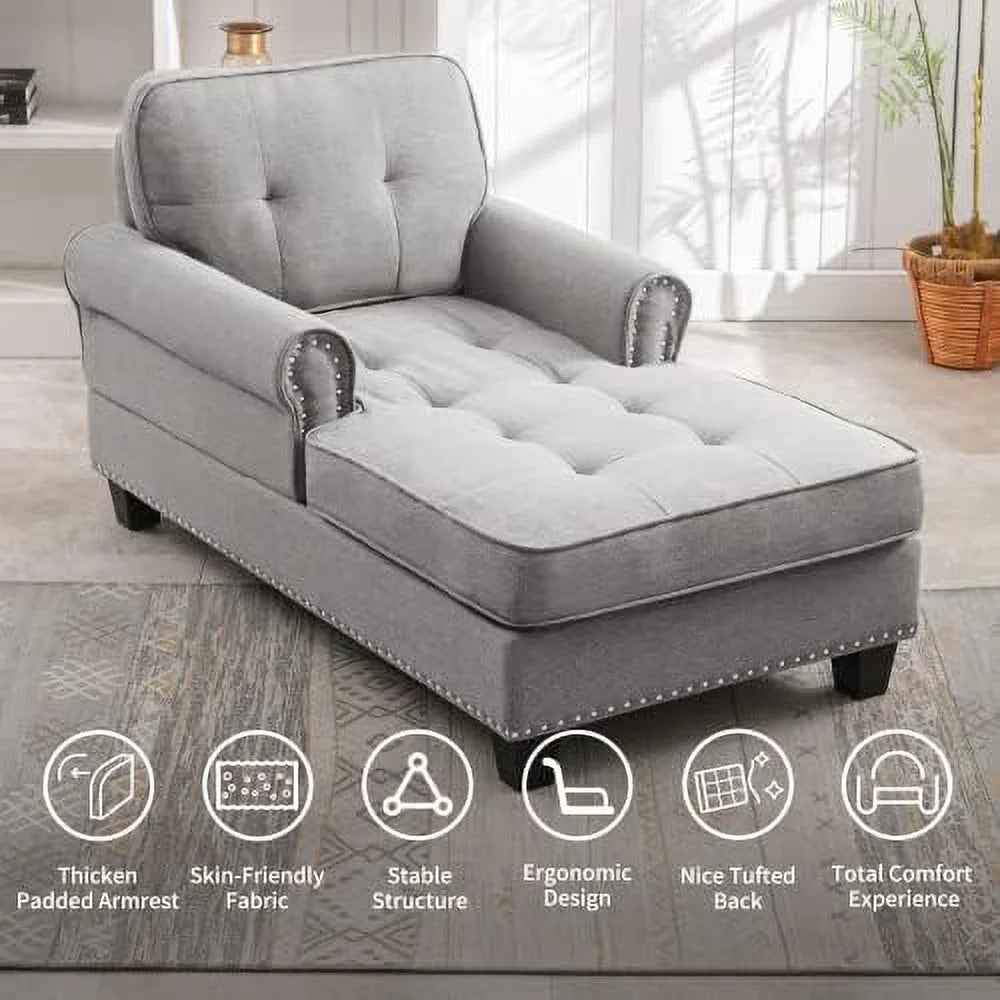 Dark Gray Linen Chaise Sofa Bed C274652