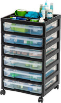 Black 6-Drawer Scrapbook Cart with Organizer Top I3983