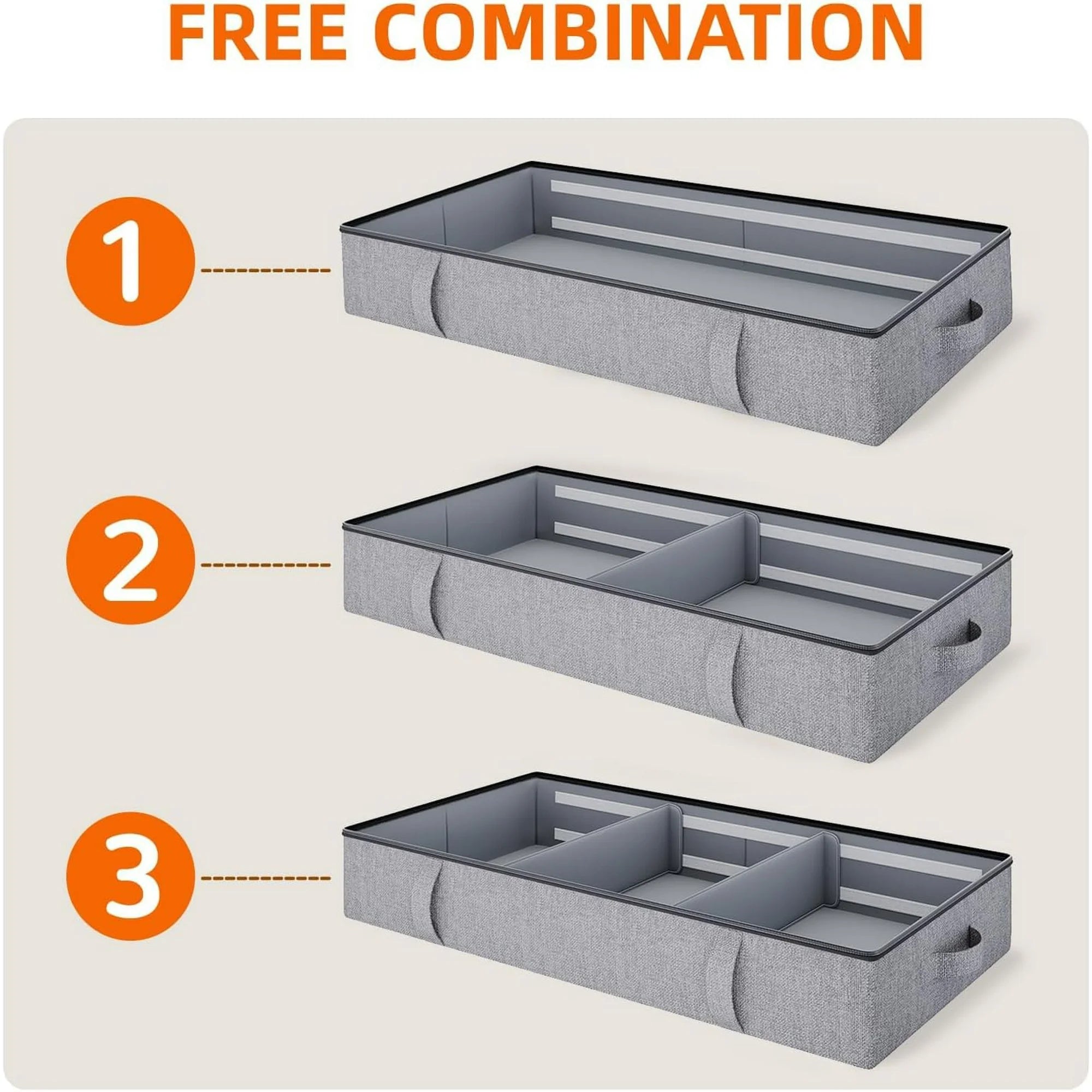 Grey 2 Pack Under Bed Storage Containers with Dividers M7316