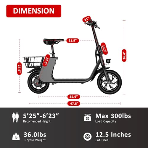 680W Electric Scooter with Seat, 20 Miles Range, 20 MPH Max Speed S525