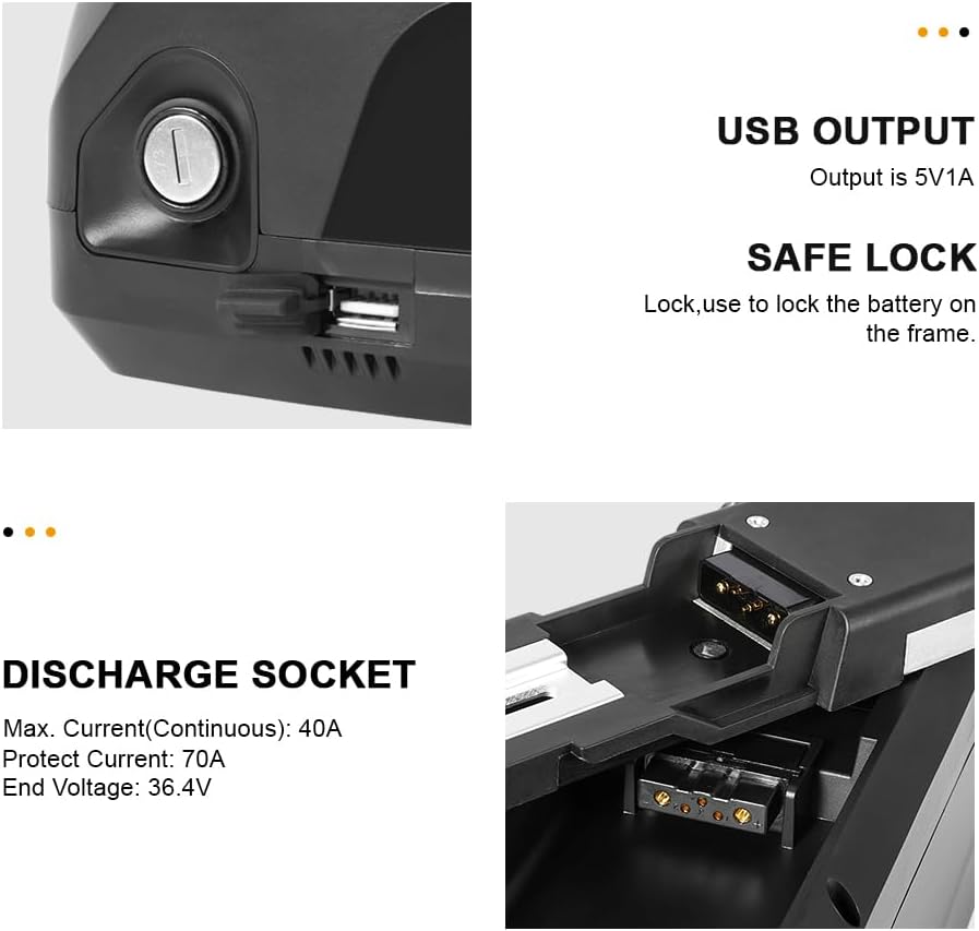 48V 20Ah Electric Bike Battery with 40A BMS and USB Port U64408