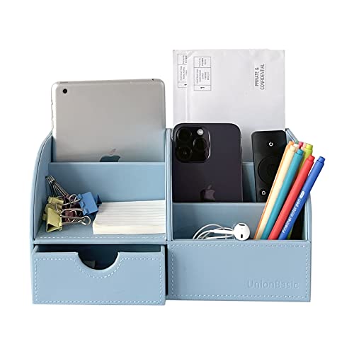Black Leather Desk Organizer Pen Holder Storage Box P542