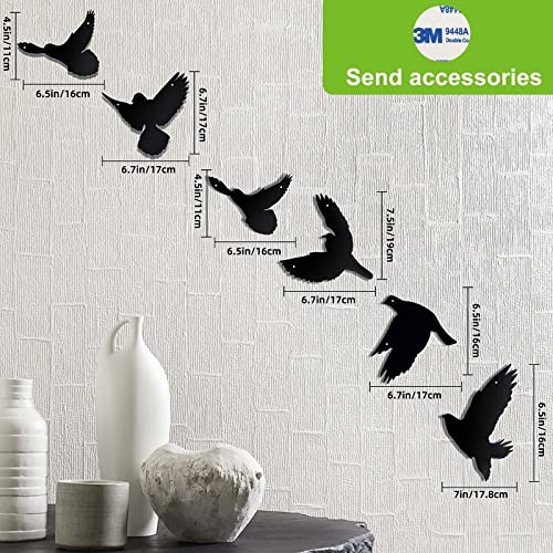 Black Birds Metal Wall Decor Set of 6 E104