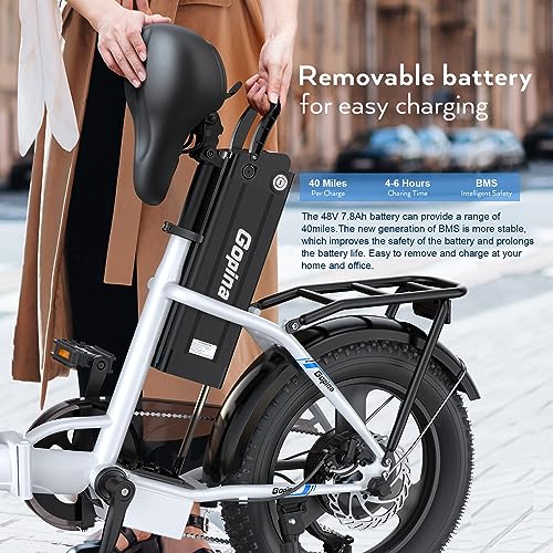 16" x 3.0 Fat Tire Step Thru Electric Bicycle with 48V Removable Battery L1468