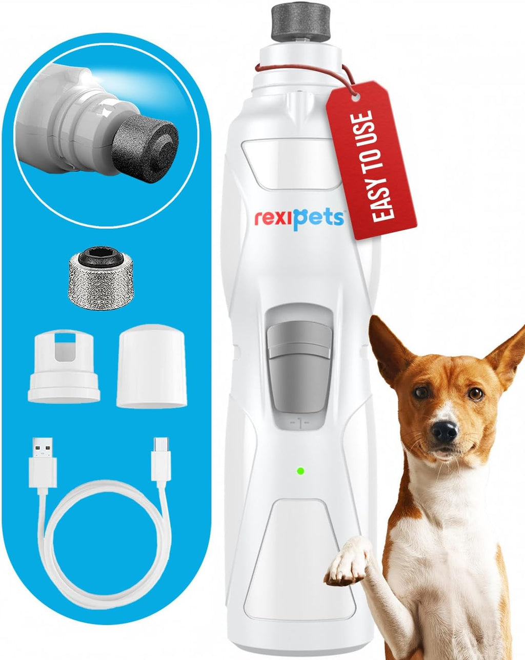 Rechargeable Electric Pet Nail Grinder with 3 Size Ports R198113