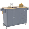 Grey Blue 52.7 Inch Kitchen Island with Drop Leaf L73962