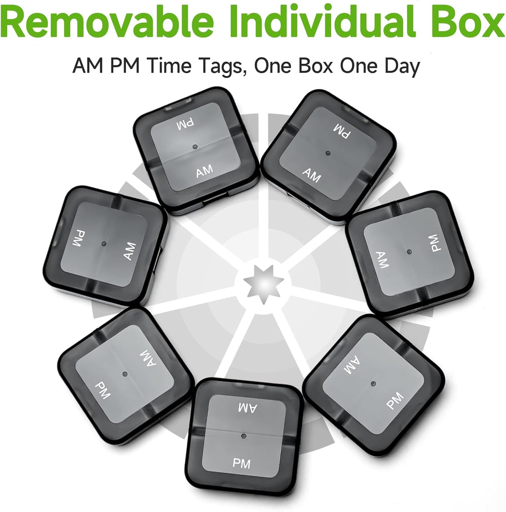 Black Weekly Pill Organizer 7 Day N278