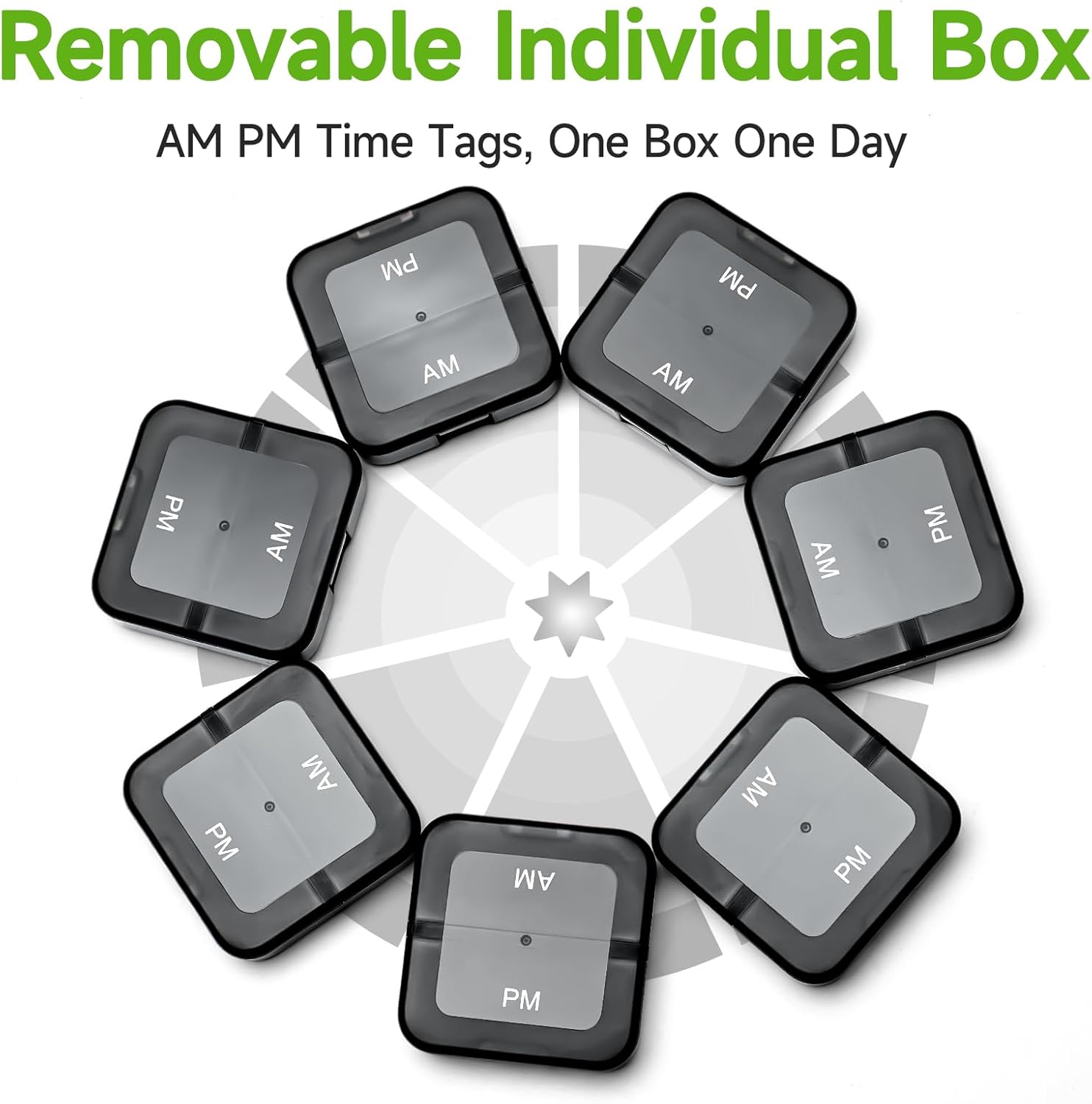 Black Weekly Pill Organizer 7 Day N278