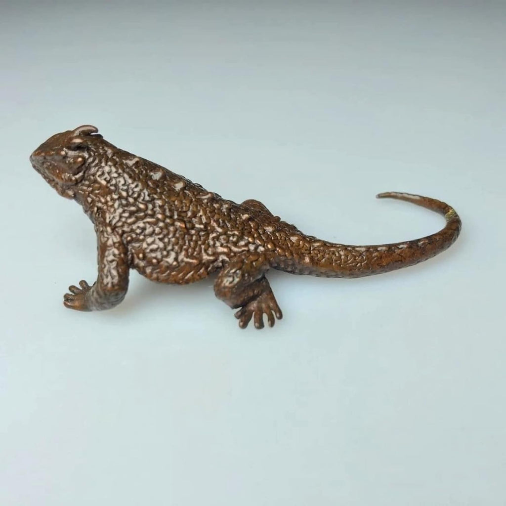 Brass Lizard Sculpture Gecko Figurine Statue X6655